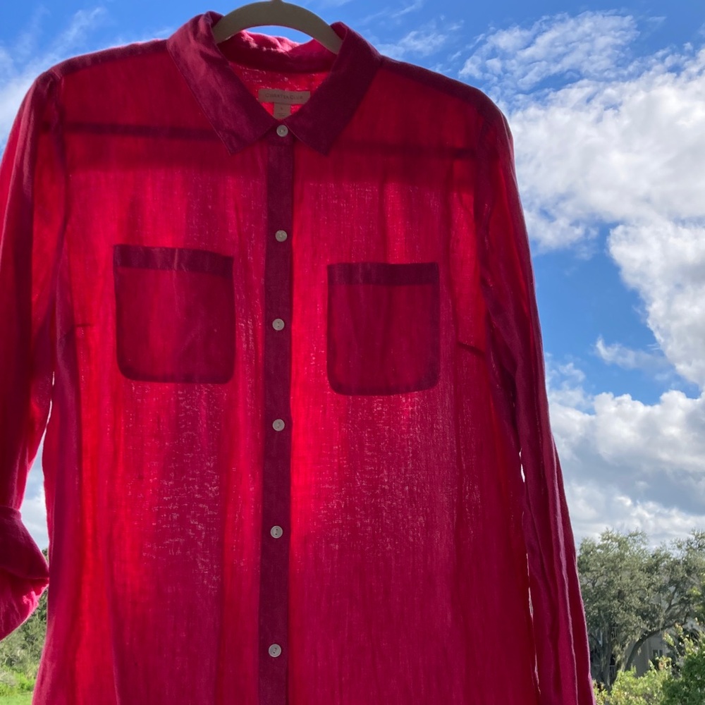 Charter Club PINK Sheer Blouse SIZE: L